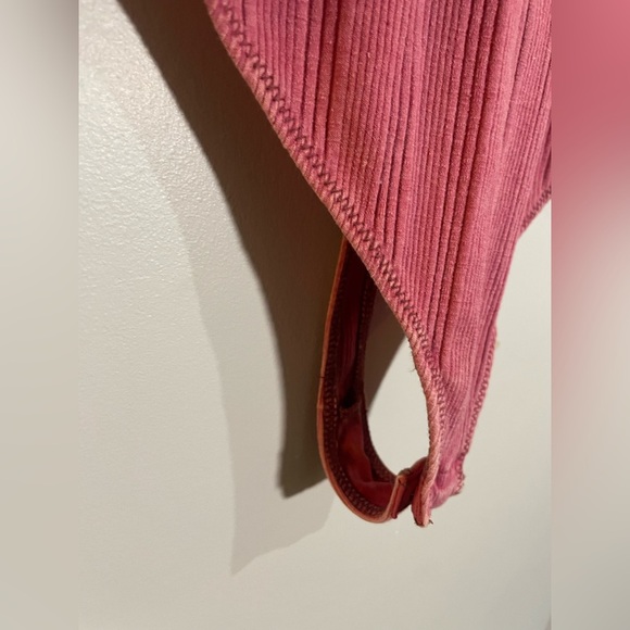 Free People Maroon Ribbed 3/4 Sleeves Bodysuit - Picture 3 of 5